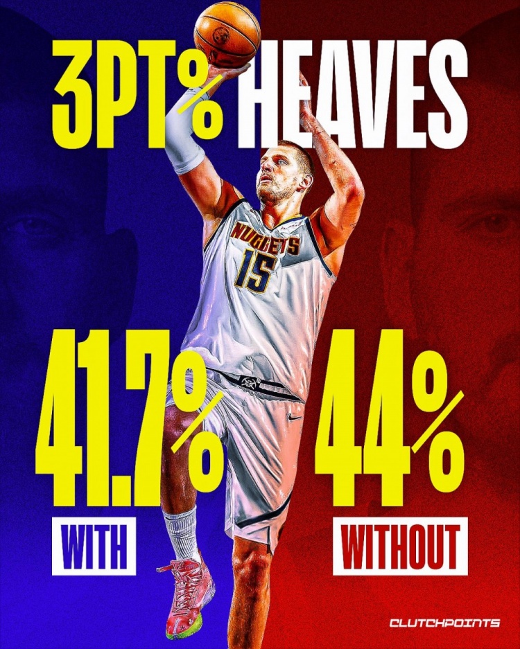 半岛体育官方网站-节末压哨不中不计入个人投篮!照此算约基奇上赛季三分命中率为44%